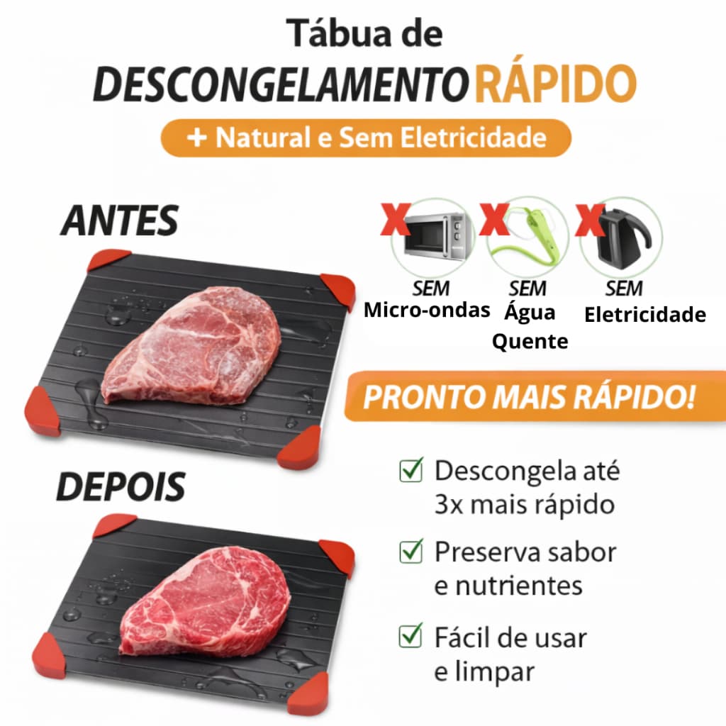 Tabua de Carne Magica Descongelamento para Carnes e Alimentos Super Rápido e Pratico