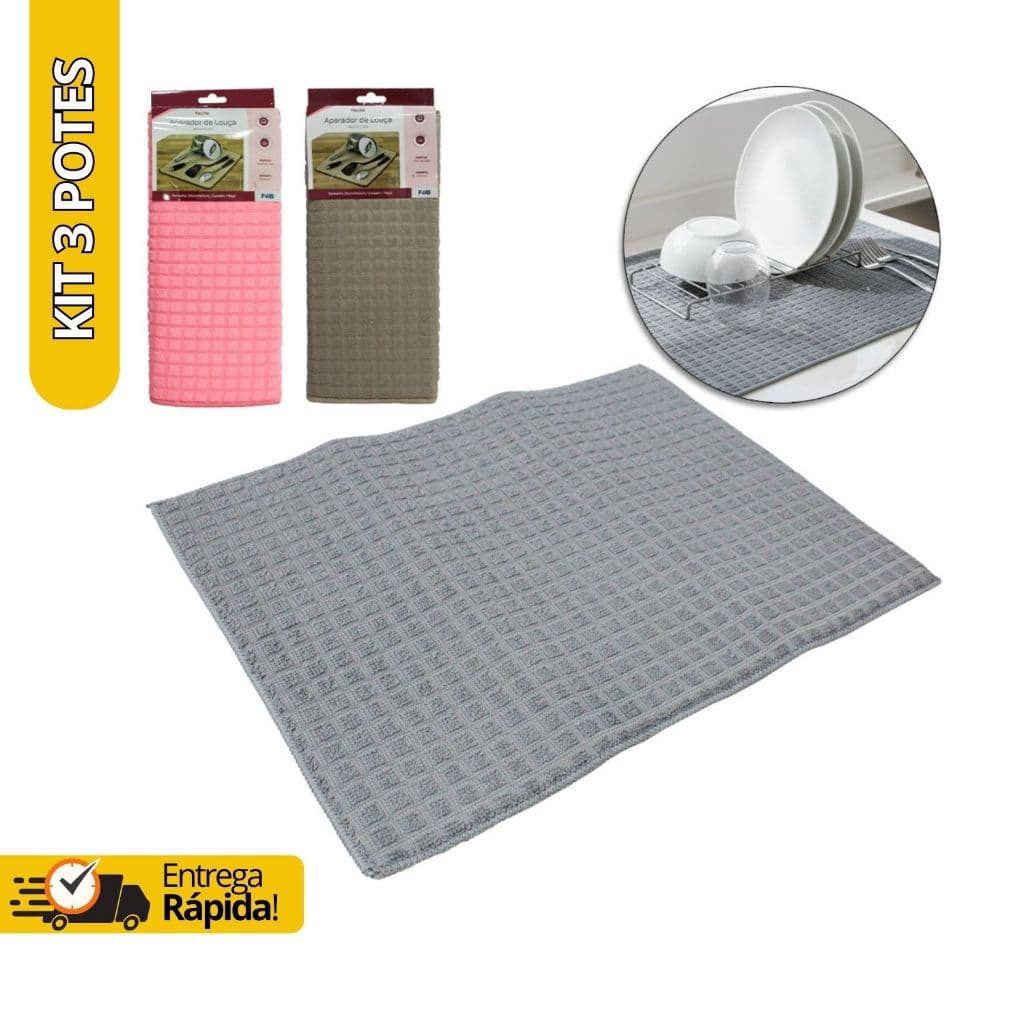 Tapete Escorredor de Louça Microfibra Aparador Absorvente Secagem Rápida para Bancada Cozinha