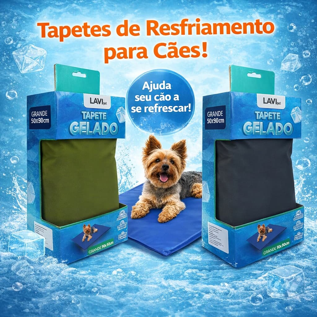 Tapete Gelado Médio e Grande Lavi Pet - Cinza Espacial e Verde Oliva