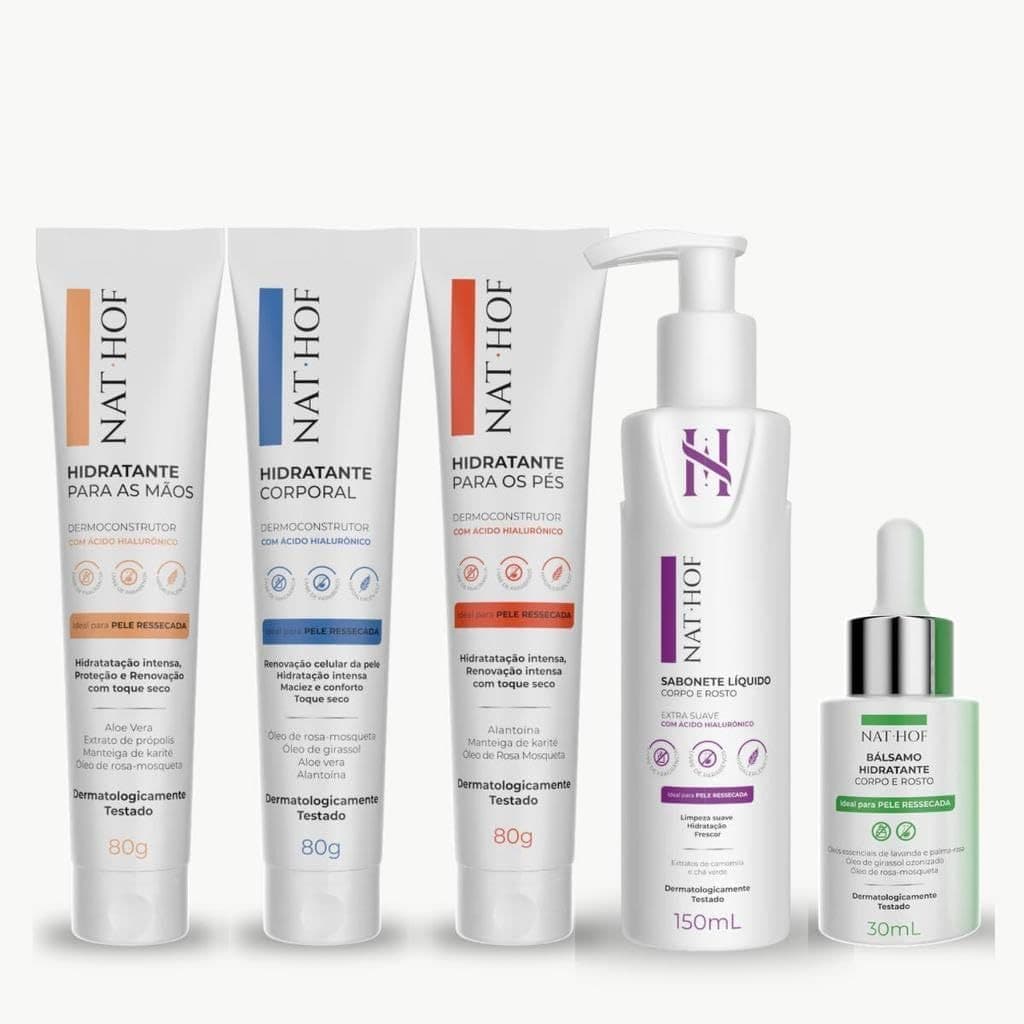 Kit Regeneração e Hidratação Intensiva NAT HOF 6 Peças | Pele Sensível e Fragilizada | Sem Parabenos/Cruelty Free