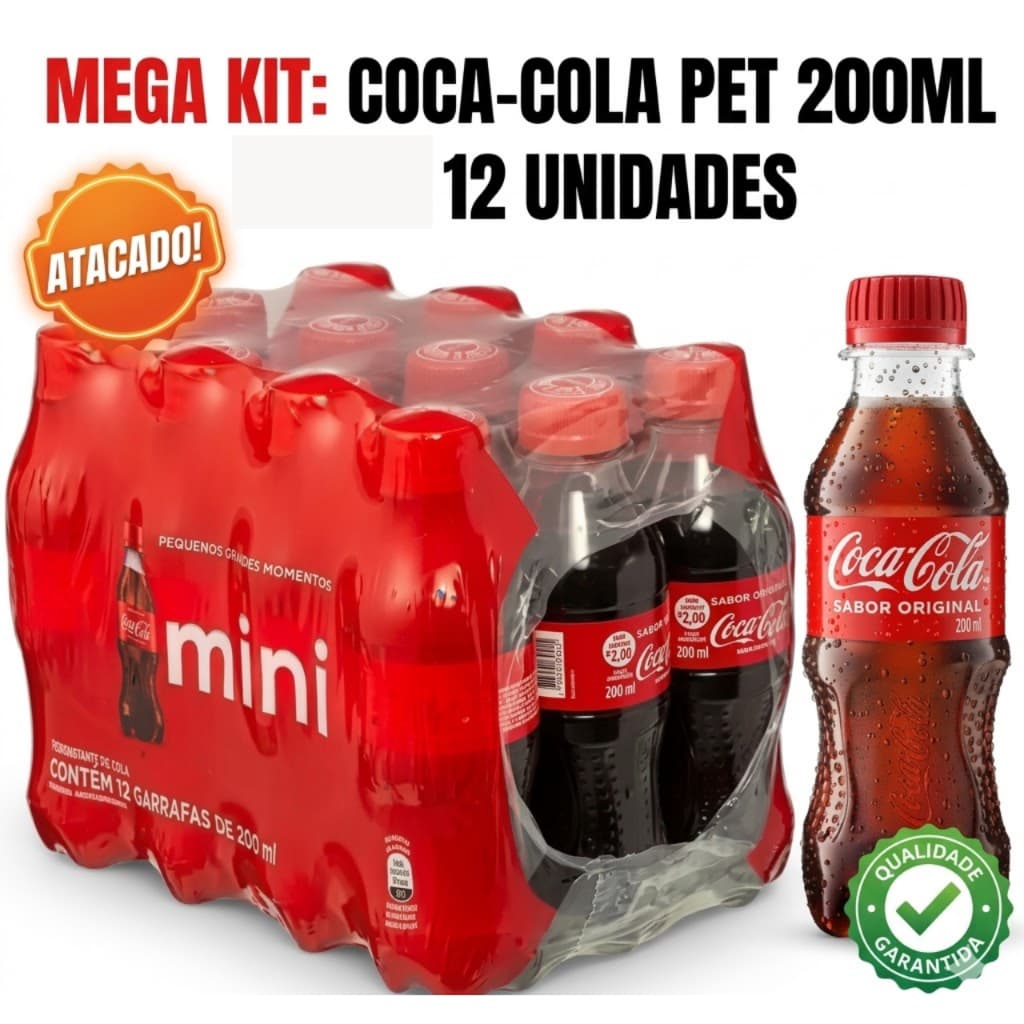 Mini Guaraná Refrigerante Coca Cola 200ml Fardo Pequeno c/12 un Atacado Envio Imediato