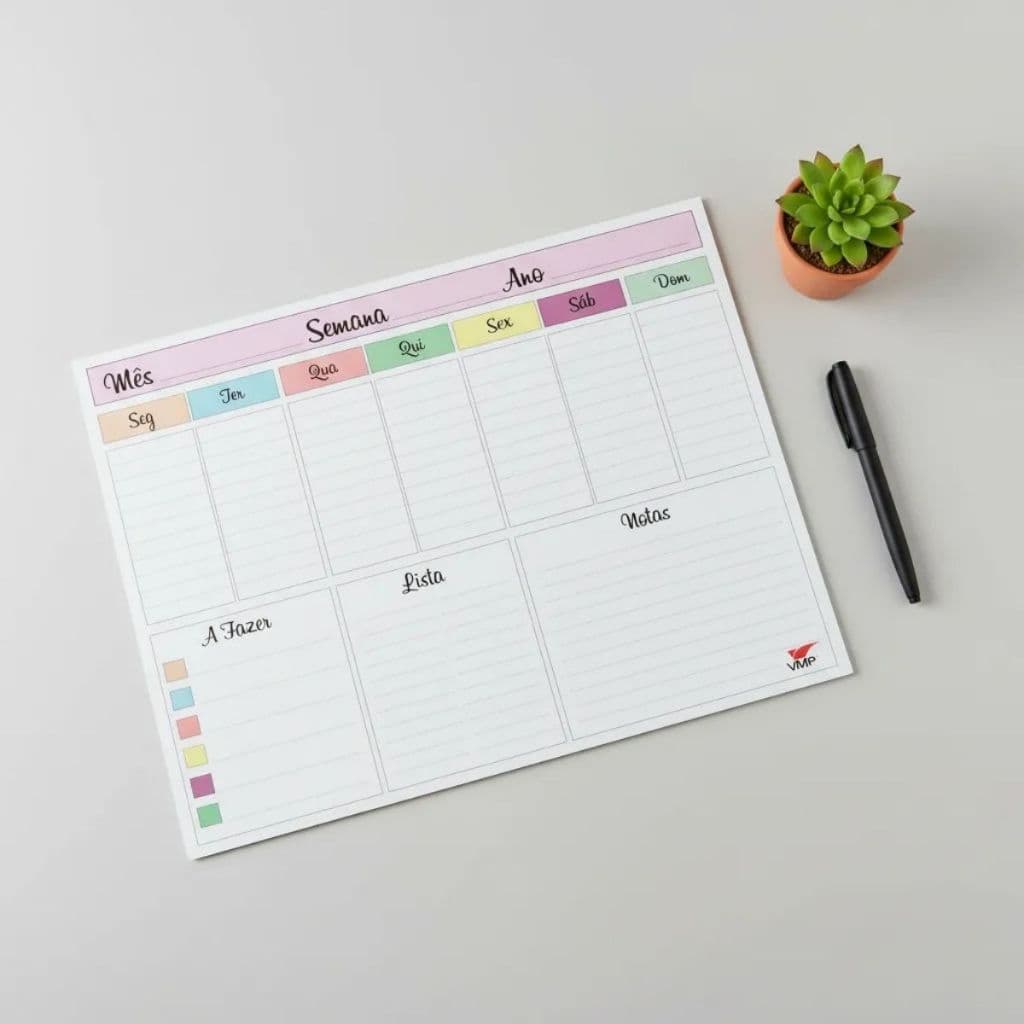 Planner Mural Planejamento  Organizador Lousa Magnética Semanal Mensal