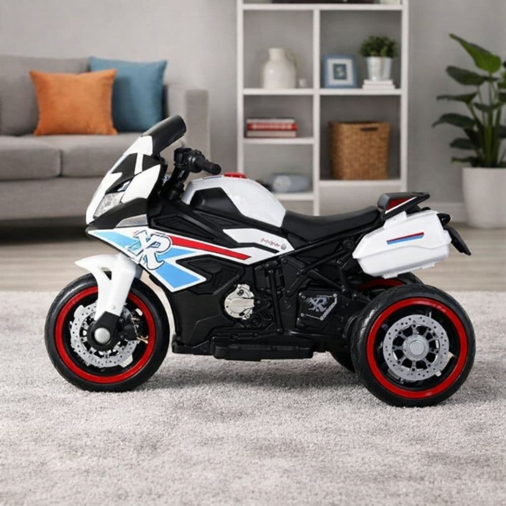 Mini Moto Elétrica Infantil Branca Esportiva Bivolt 6V Corrida Recarregável Estável