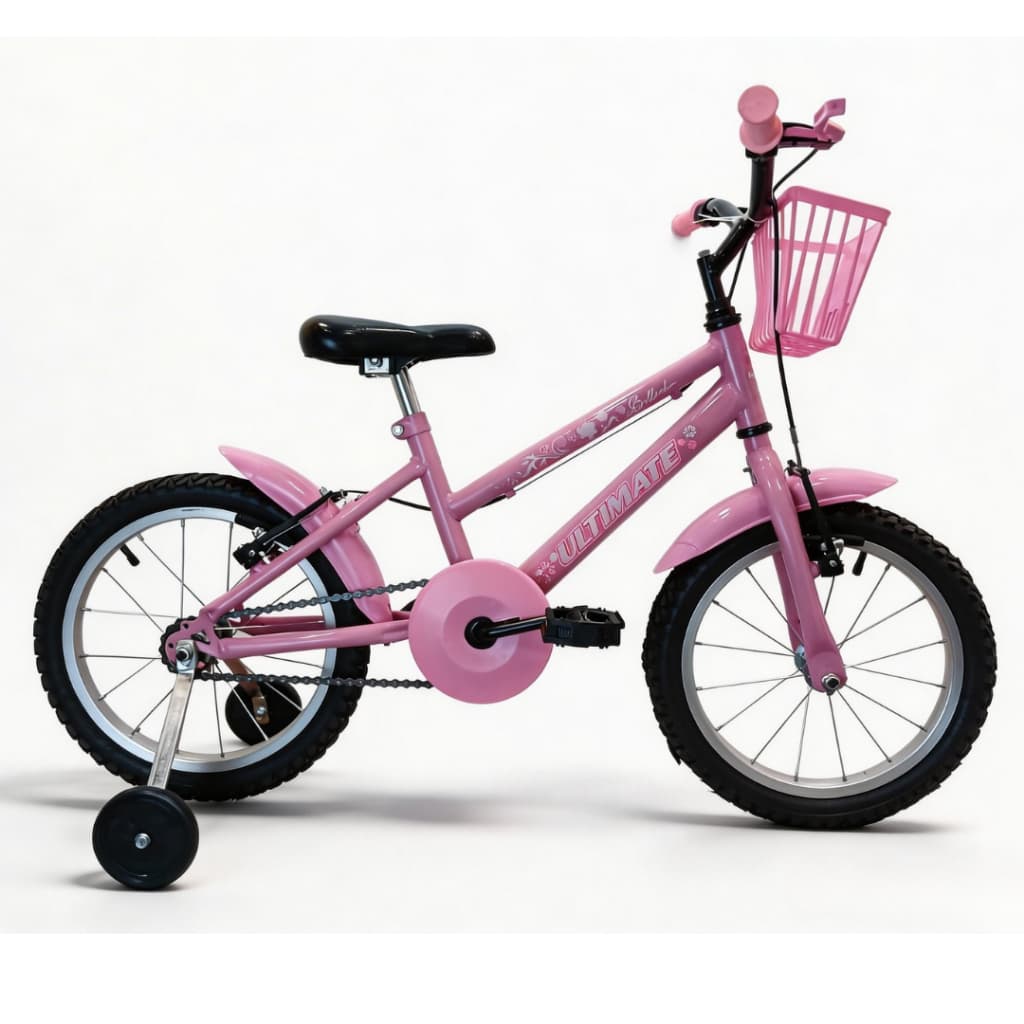 Bicicleta Infantil 4 a 6 anos aro 16 MTB com Rodinhas Cestinha e Paralamas Rosa