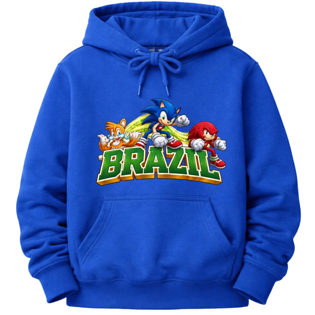 Moletom Infantil Sonic Brazil Estampa 3D Sonic Tails e Knuckles Personagens Brasil Menino