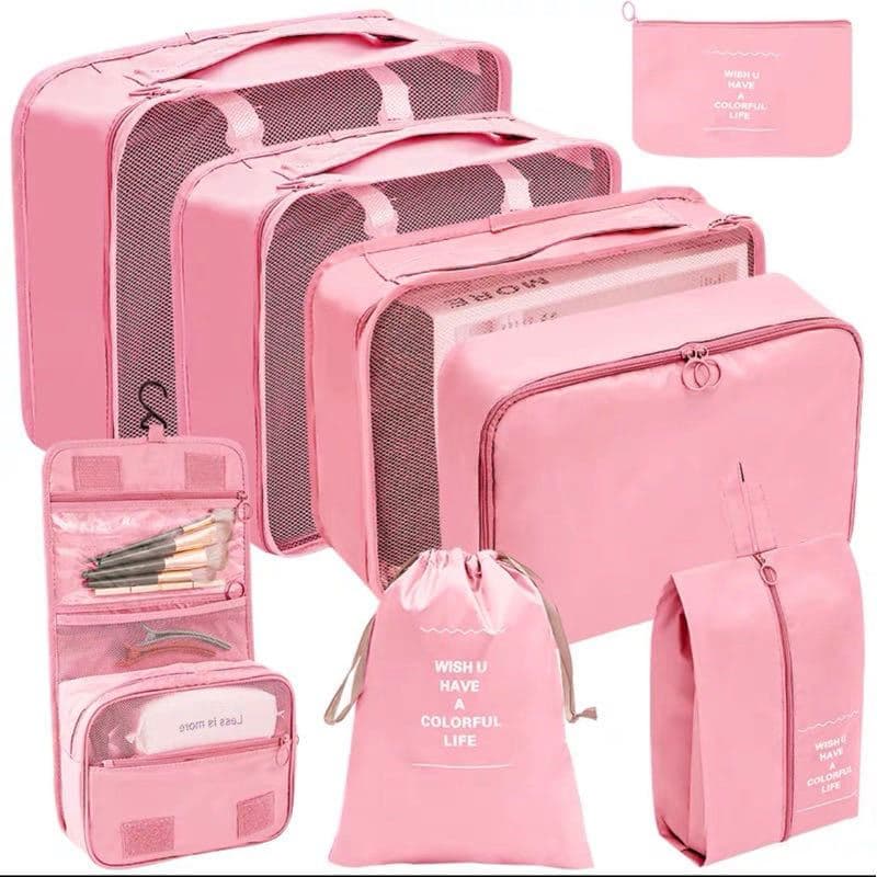 Kit Conjunto 8 Peças Organizador De Viagens Organizadoras Para Malas Bolsa