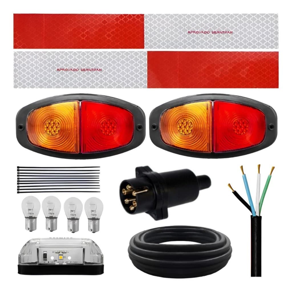 Kit Elétrico Instalação Lanterna Canoinha Carretinha Reboque Engate