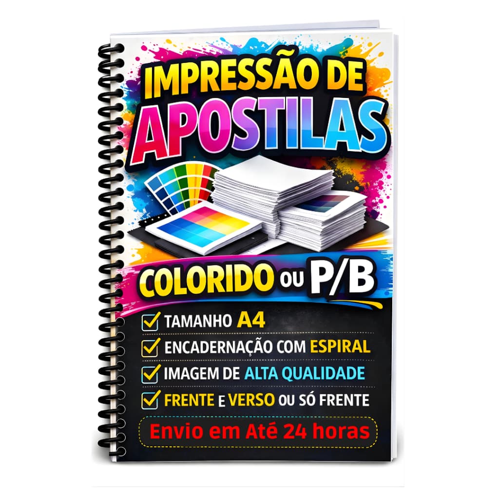 Impressão De Apostila Em Preto E Branco Ou Colorido