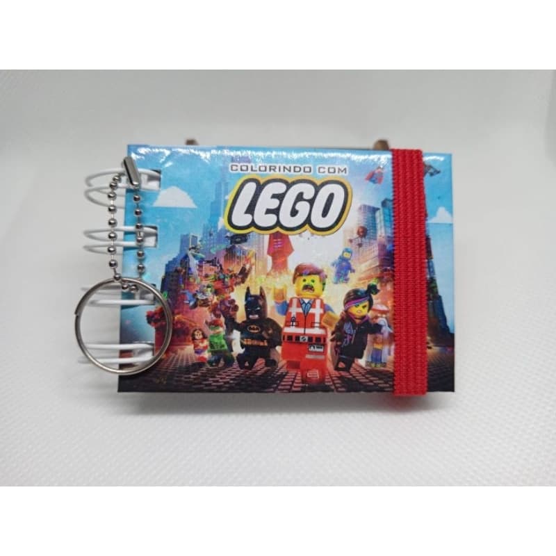 Mini Lego Caderno de Colorir e Chaveiro/ Presente Criativo/Lembrança de Aniversário/Livro de Pintar Kawaii