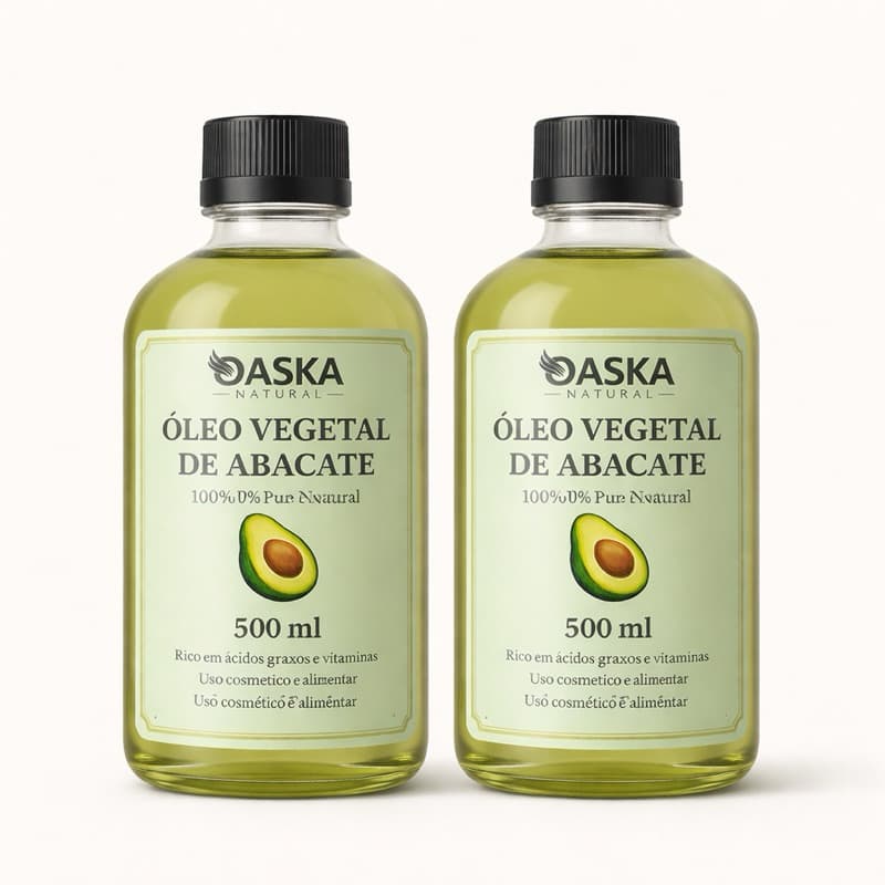 2 Óleo de Abacate Vegetal Puro 2x 500ml 100% Natural – Hidratante capilar rico em Vitaminas