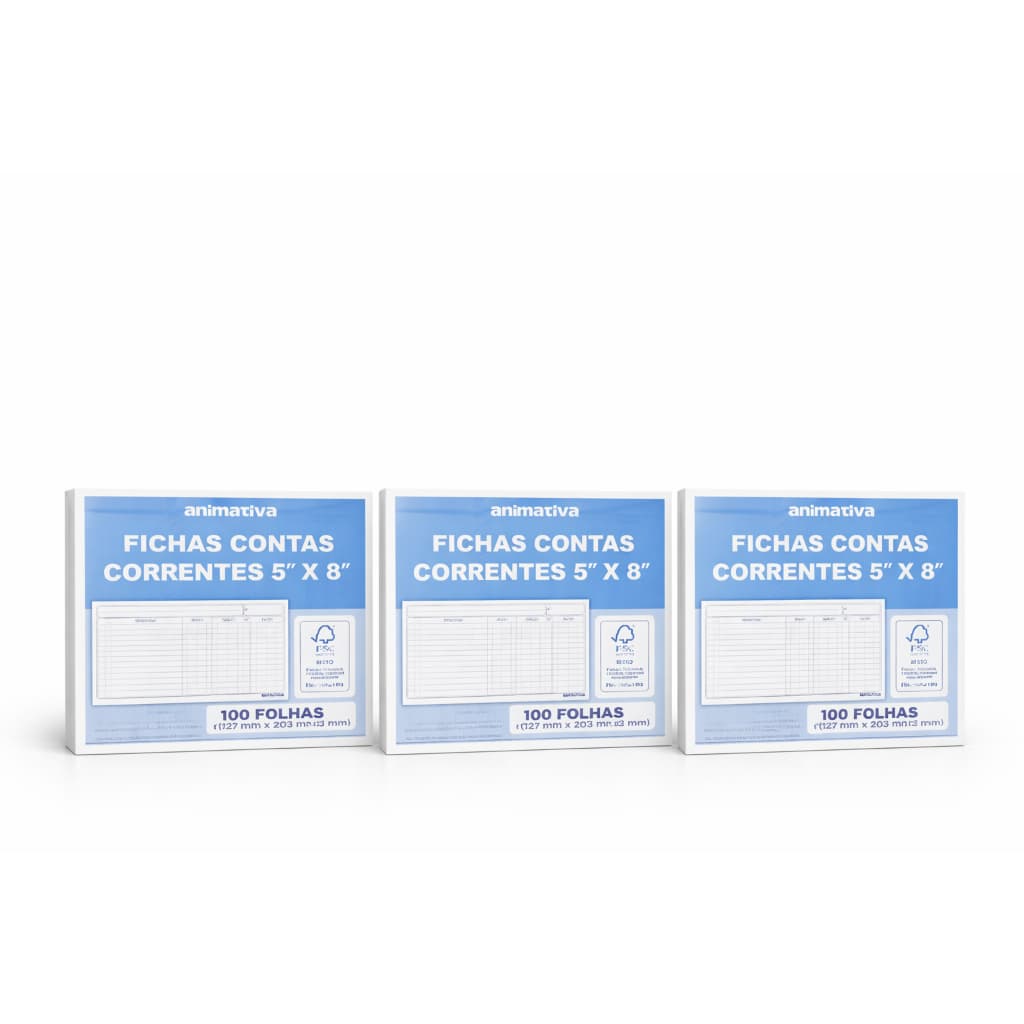 3 Blocos Conta Corrente 5X8 Com 100 Folhas Cada