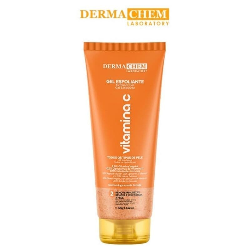 Gel Esfoliante Vitamina C Dermachem Facial Clareador Renovação da Pele Esfoliação Suave Skincare