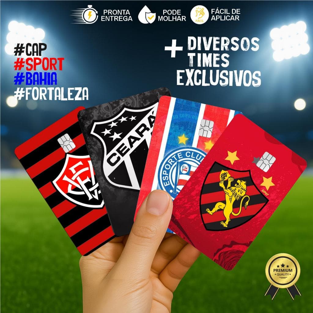 Adesivo Película para Cartão | Times, Bahia, Mirassol, Sport, Fortaleza, Vitória, Ceará e Remo