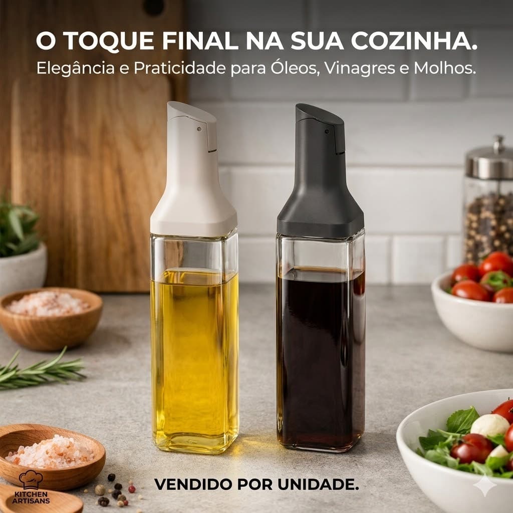 Galheteiro Vidro 500ml Quadrado Porta Azeite Oleo Vinagre Dosador Suporte Temperos Vidro Quadrado
