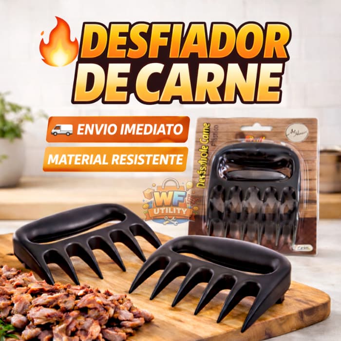 Kit 2 Garra de Urso Para Churrasco Preta Desfiador de Carne