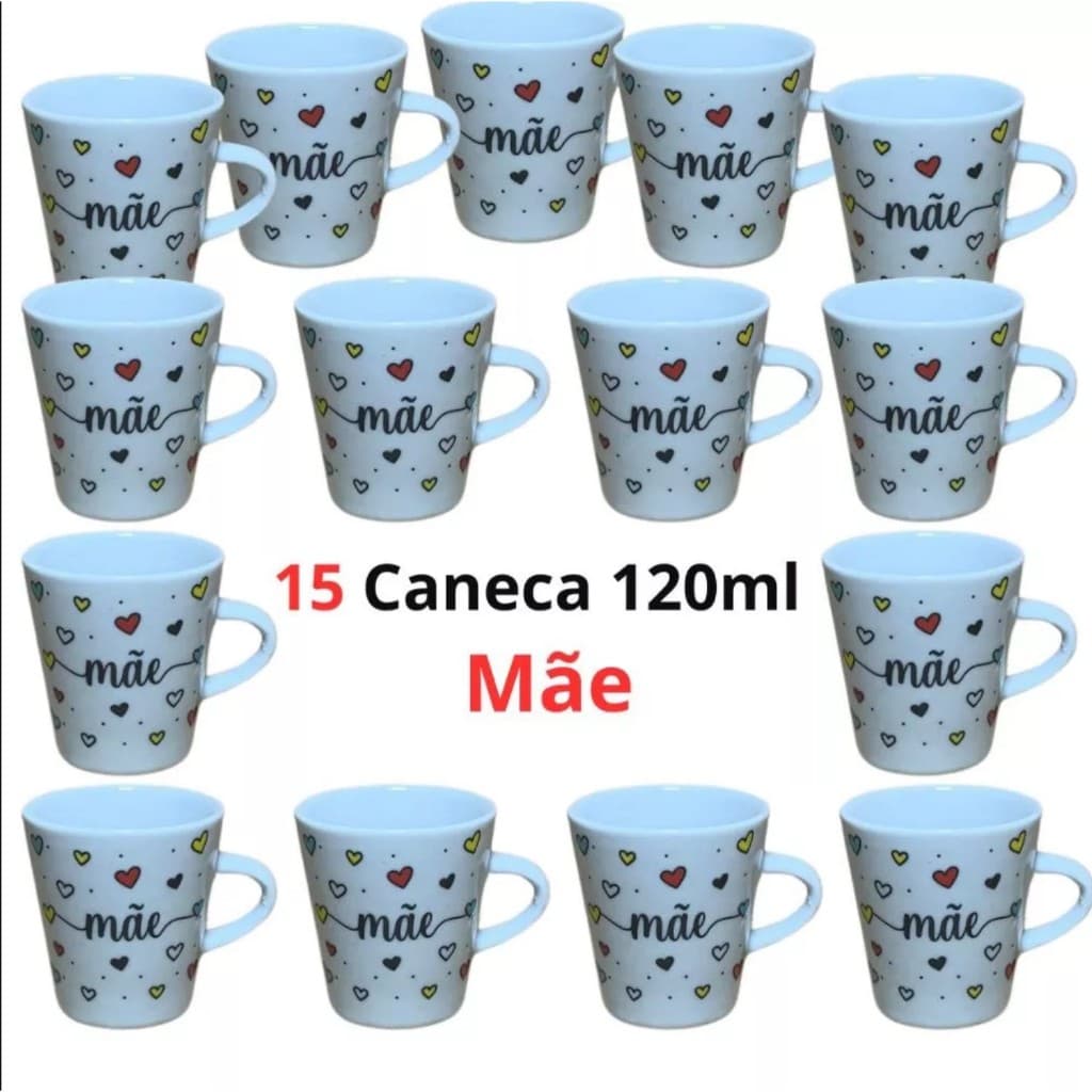 Jogo Caneca Porcelana Xícara Chá Personalizada Dia das Maes 120ml Presente Mae