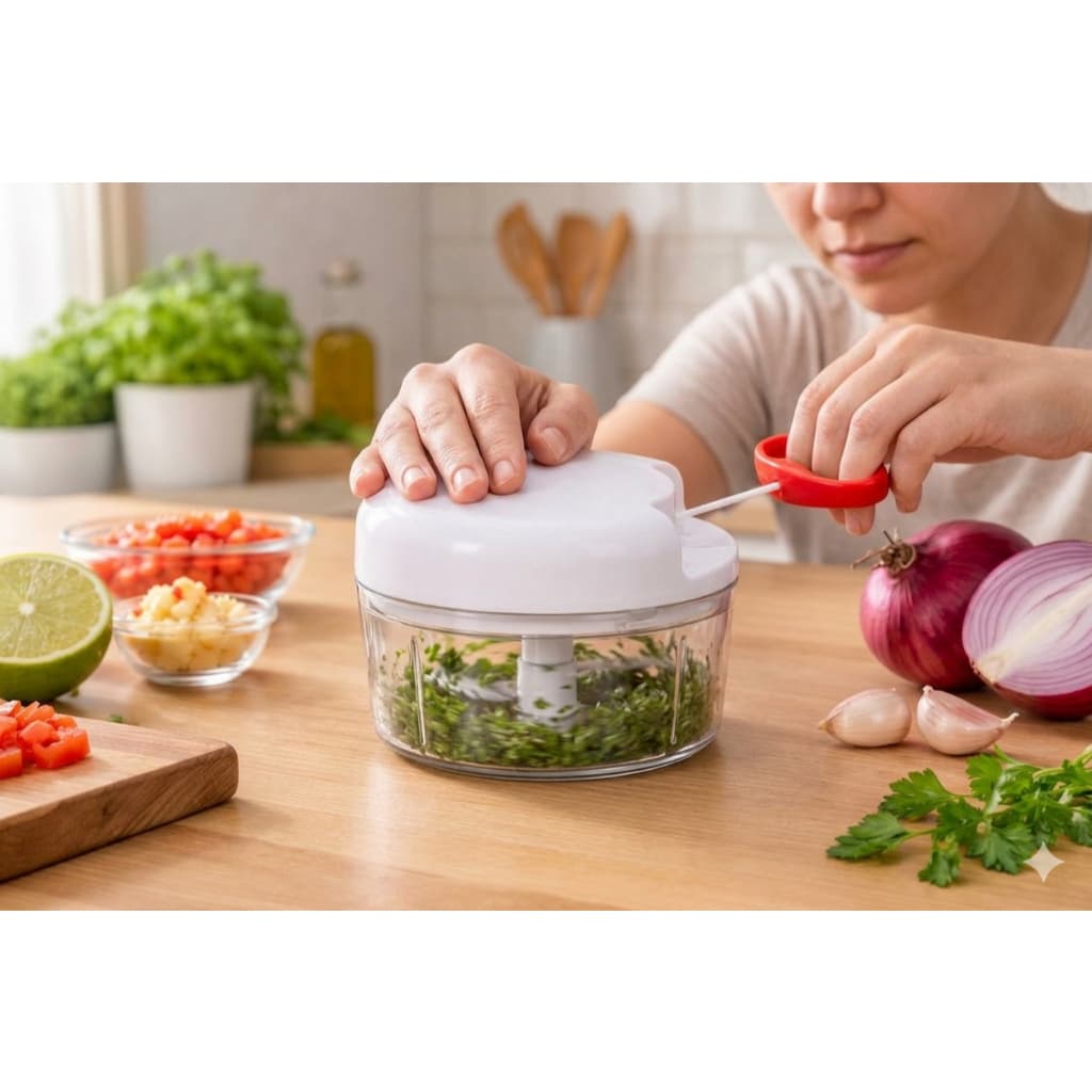 Mini Processador  Alimentos Manual  2 Lâminas 170 ml / 3 Lâminas 500 ml - Corda Retrátil / Elétrico 250 ml Recarregável