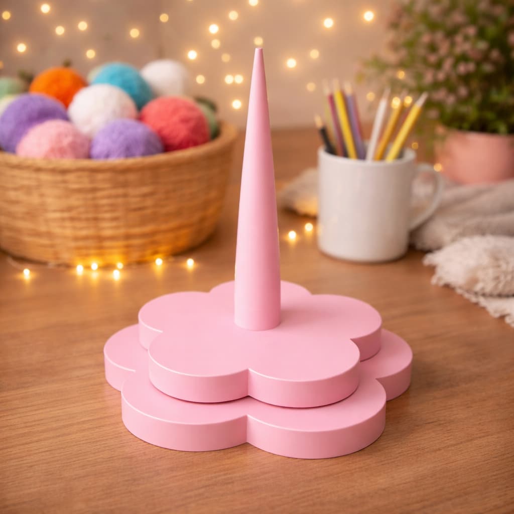 Suporte Giratório para Linha de Crochê 360° Flor Organizador de Novelo Desmontável Anti Embaraço