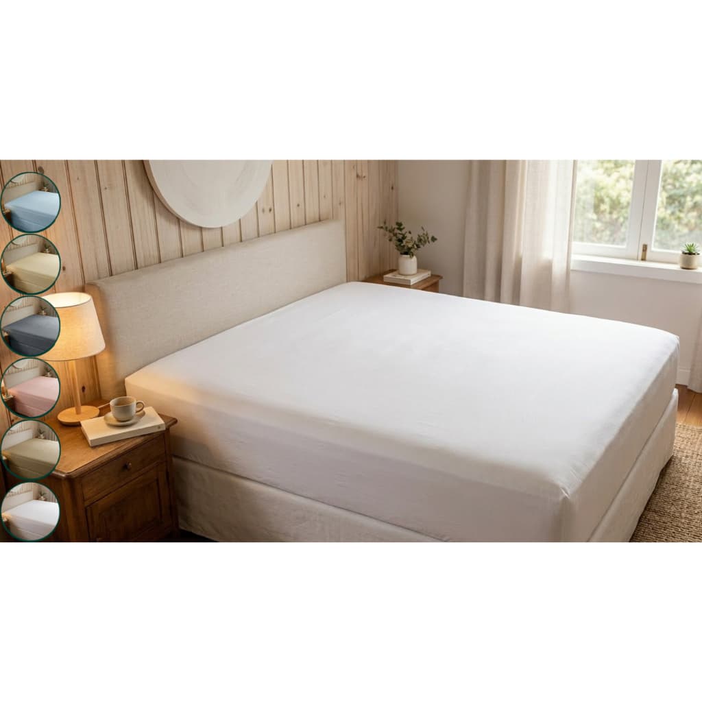 Lençol Percal Algodão com Elástico Solteiro Casal Queen King Toque Macio Cama Confortável Respirável