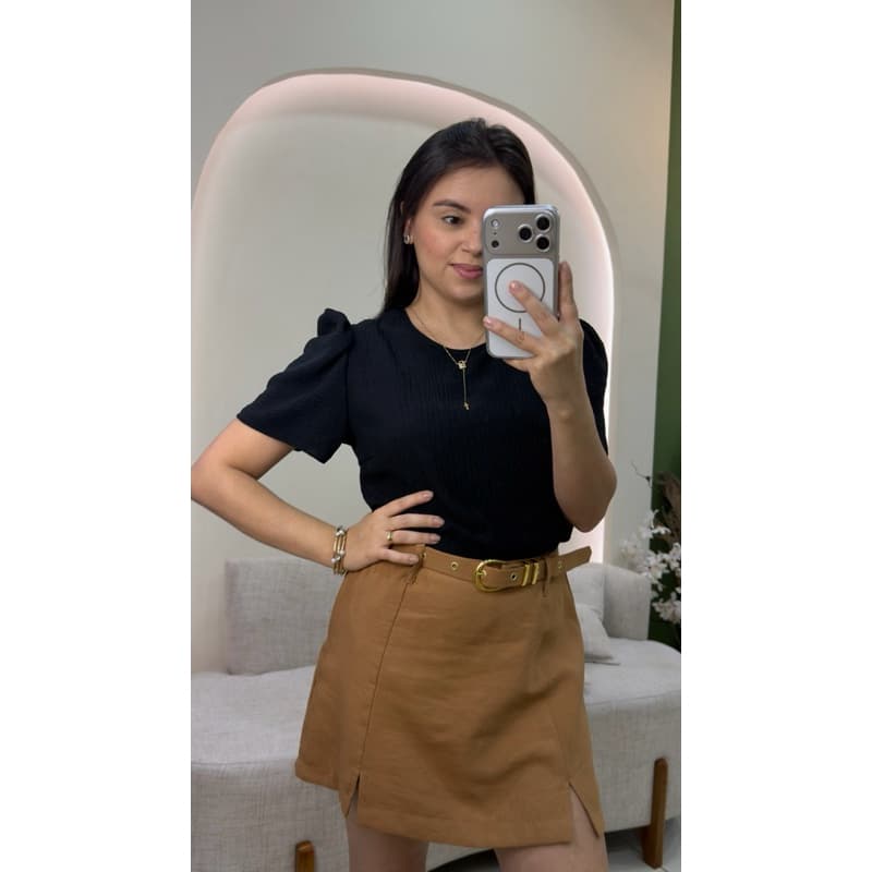Blusa Tatiana com Manga Princesa, blusa básica, manga curta