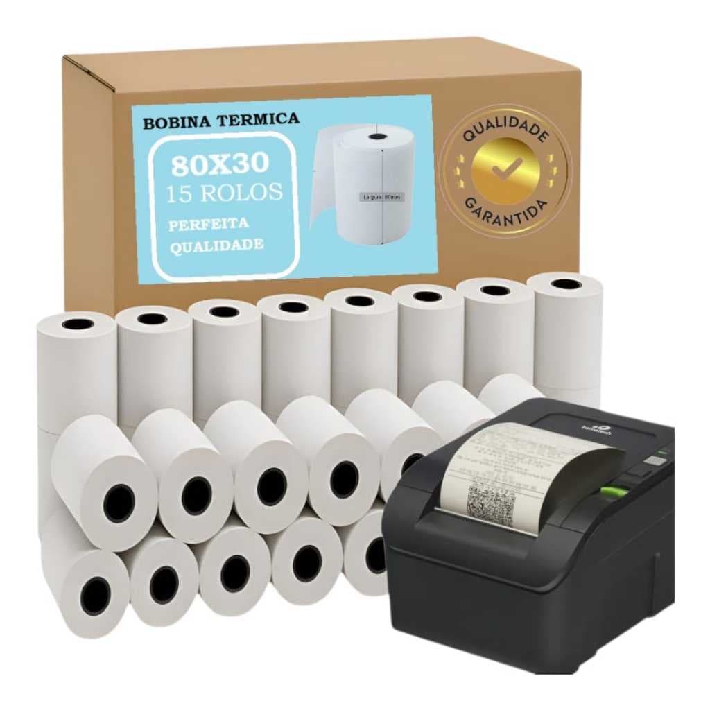 Bobina Térmica 80x30 Pdv Cupom Fiscal Cx 15 Unidades