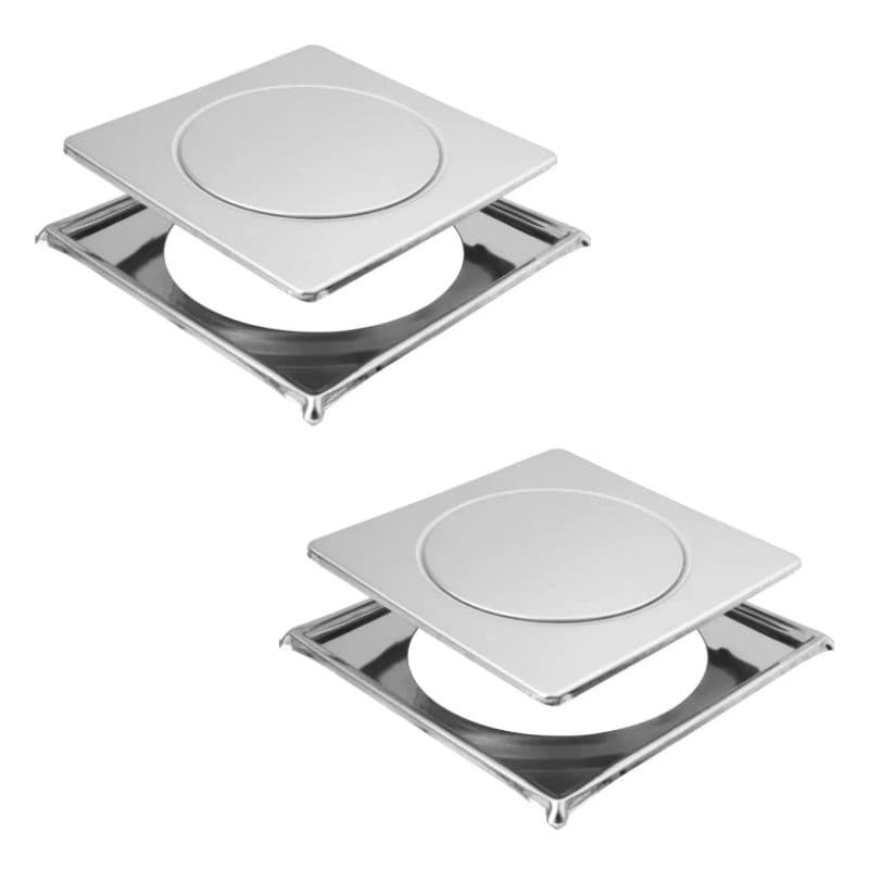 Kit 2 Ralo Click 10x10 Com Porta Grelhas Cromado P/ Banheiro