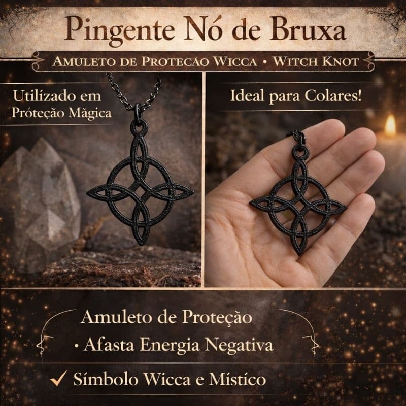 Pingente Nó de Bruxa Wicca -  Amuleto proteção -  Whitcher - Witch Knot