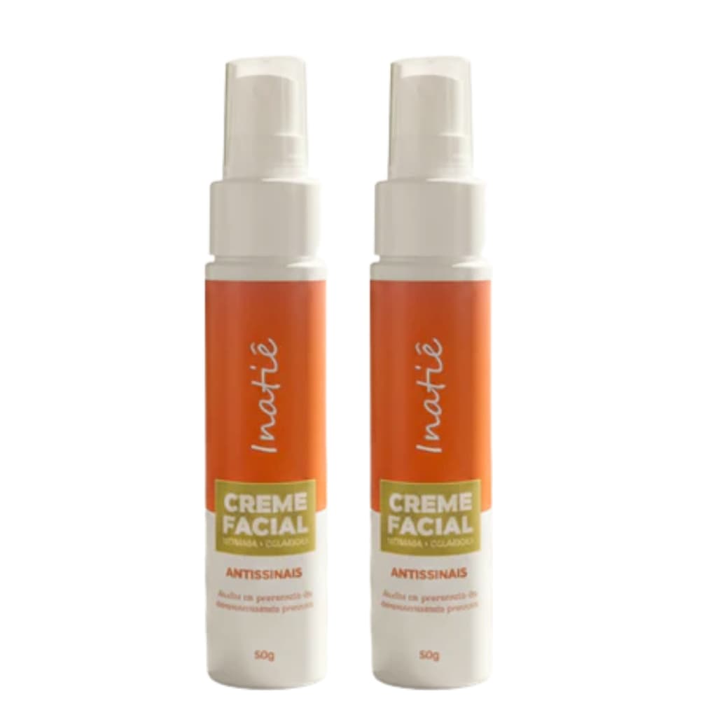 Kit 2 Cremes Facial Antissinais Vitamina C Colágeno Inatiê 50g