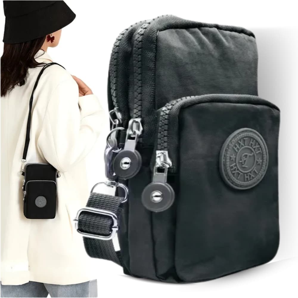 Bolsa Transversal  E Lateral De Ombro Nylon Estilo Minimalista Celular Feminina