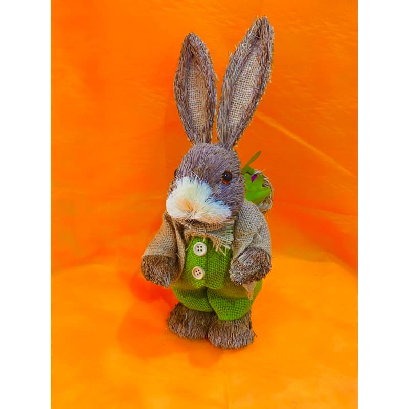 Kit Coelhinhos Decorativos de Páscoa – Artesanal com Cesta e Cenoura