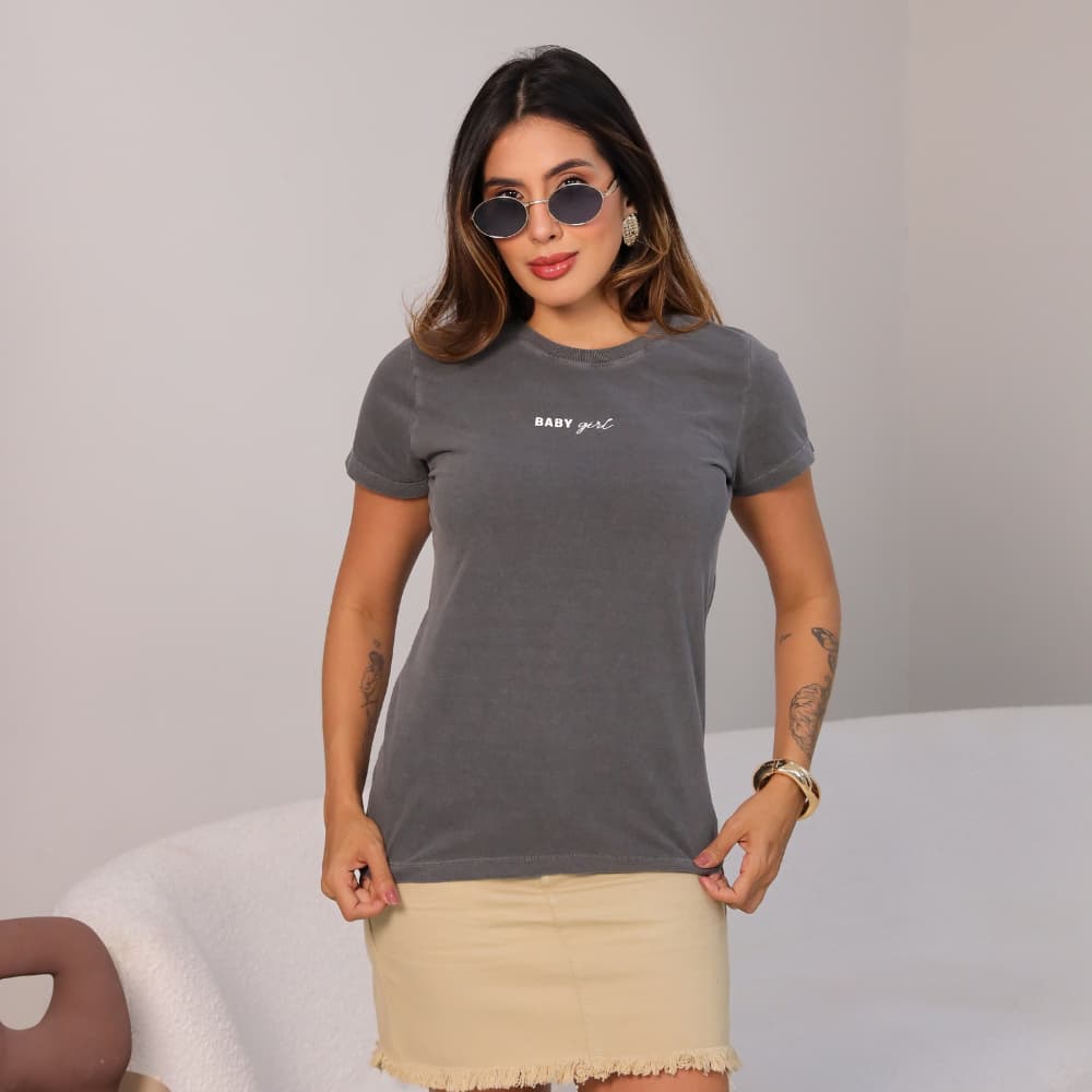 T-shirt Camiseta Feminina Basica Casual 100% Algodão Litestyle Verão Estampada