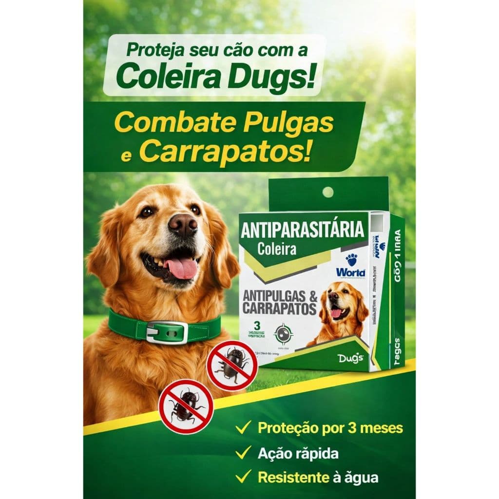 Kit Coleiras Antiparasitária Dug's Antipulgas E Carrapatos Dug's - Para Cães