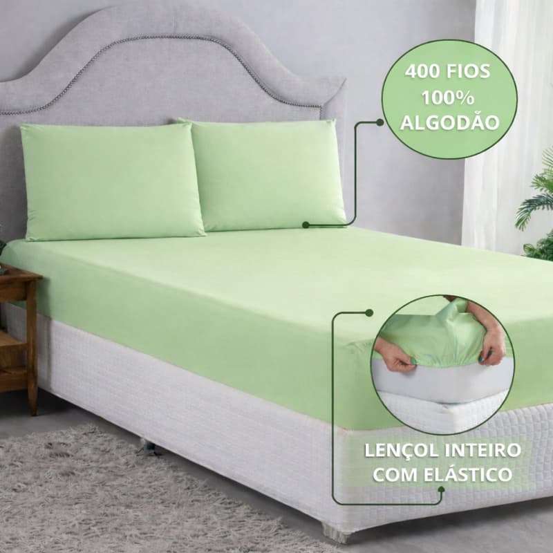 Kit 10 Jogos Lençol Casal 400 fios Percal 100% Algodão Com Lençol de Elástico Encaixe Perfeito
