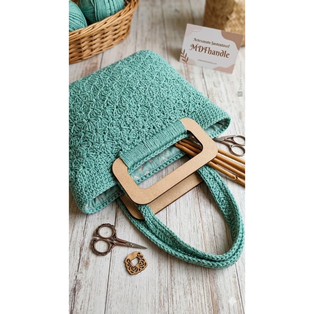 Alça Retangular MDF para Bolsa de Crochê | Alça para Bolsa Artesanal | Alça Bolsa DIY Crochê Tricô