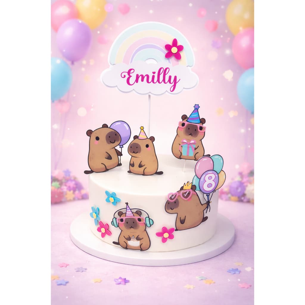 Topo de Bolo Capivara -  Aniversário Infantil