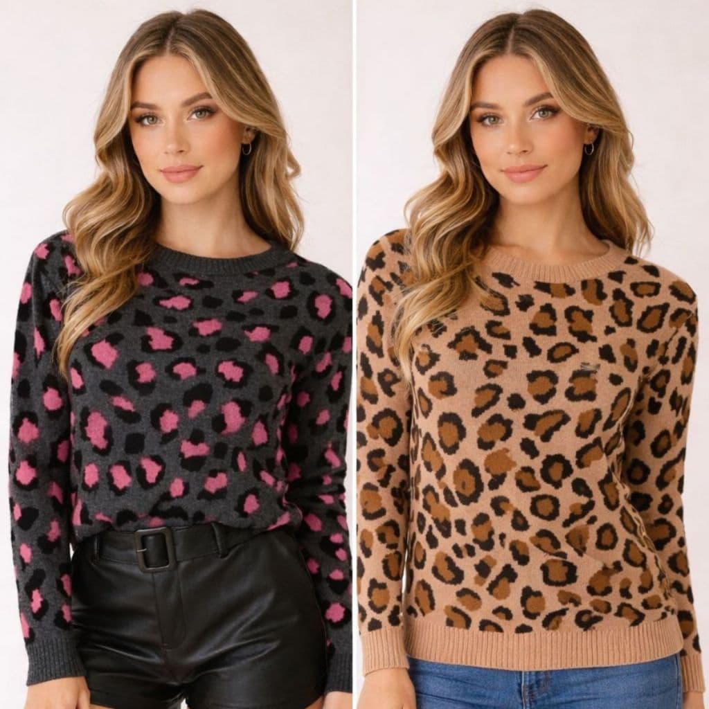 Blusa Feminina de Tricot Animal Print Onça | Confortável, Estilosa e Ideal para o Inverno