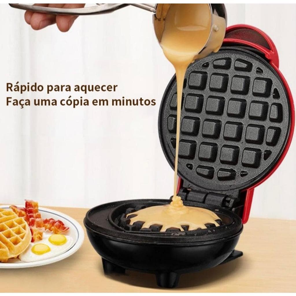 Mini Máquina de Waffle Elétrica Bivolt (110V e 220V)