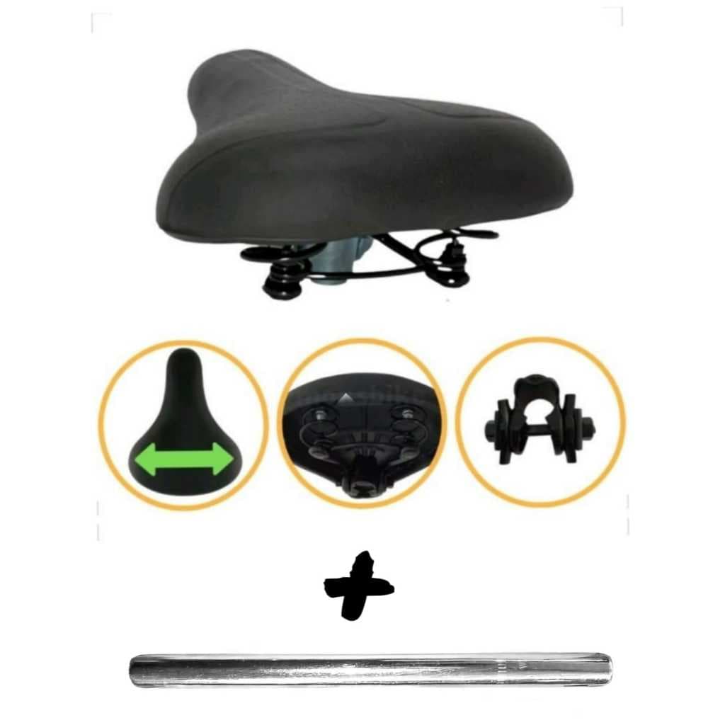 Banco Selim LARGO Com 2 Molas Largo Bike Bicicleta Confortável+ canote 250mm