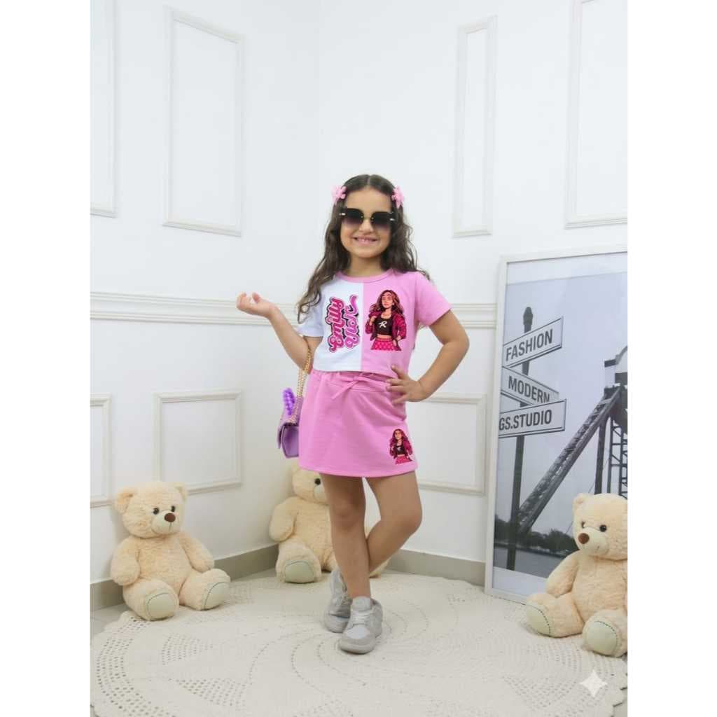 conjunto infantil e juvenil feminino short saia e blusa estampa EMILY VIK 2 ao 14 meninas passeio