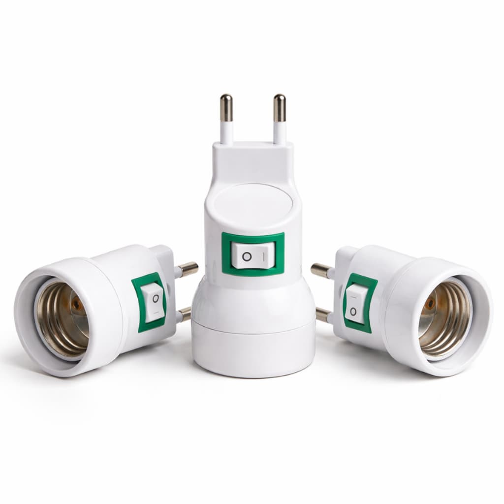 Kit 3 Adaptadores Tomada Lâmpada E27 Com Interruptor Bivolt