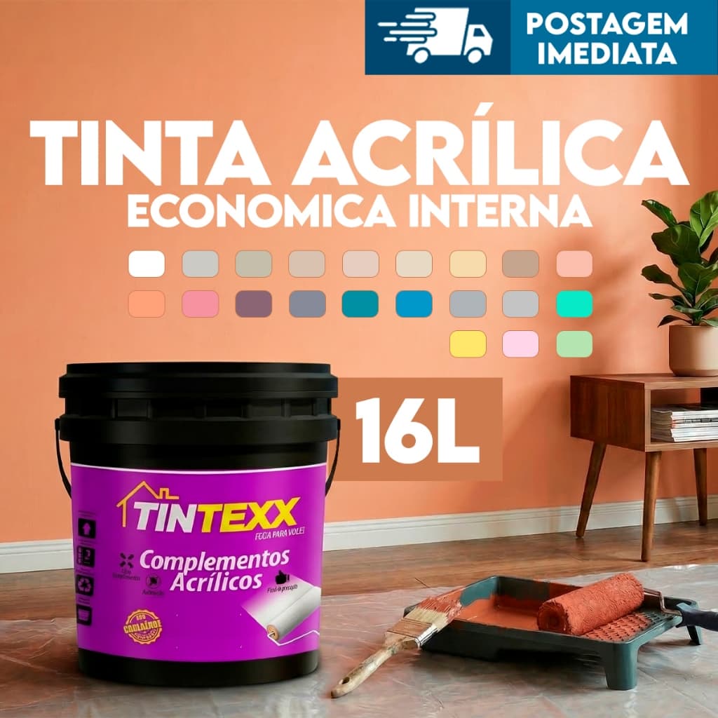 Tinta de Parede Acrílica Cores Balde Economica E Alto Rendimento 18Kg 16L tintexx economica premium