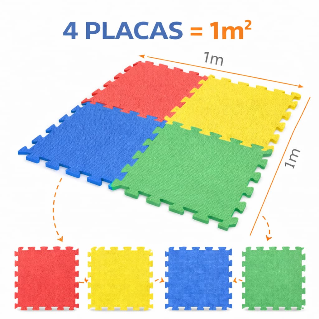 Kit 04 Tatame EVA Infantil Colorido 50x50cm 10mm