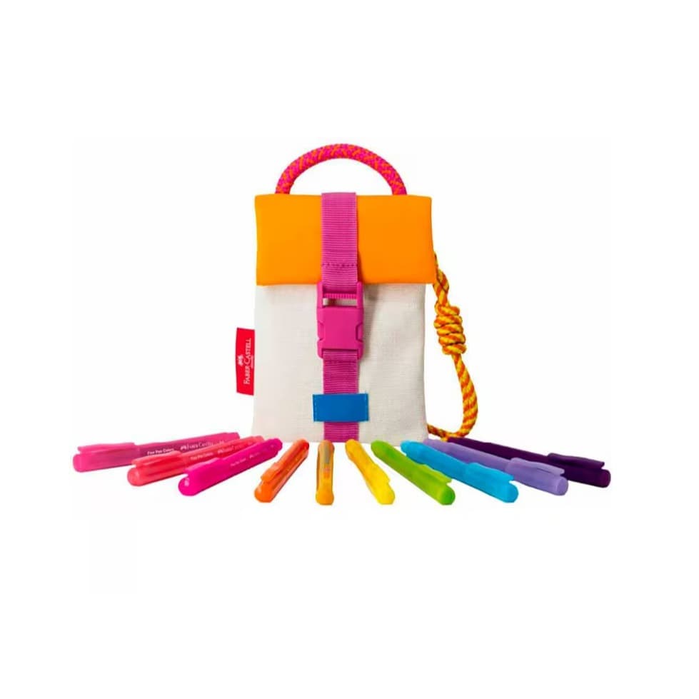 Kit Caneta Hidrográfica Fine Pen 0.4mm 10 Cores + Shoulder Bag Summer - Faber-Castell