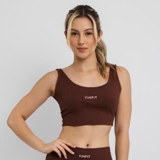 Top Cropped De Treino Feminino Canelado Alça Fina Alta Elasticidade