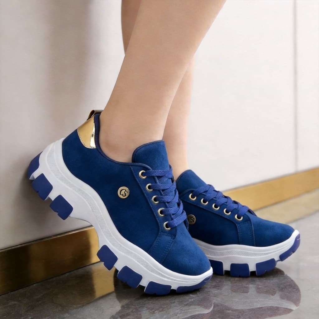 Tênis Feminino Plataforma Chunky Casual Solado Tratorado Confortável Leve Ideal Para Uso Diário