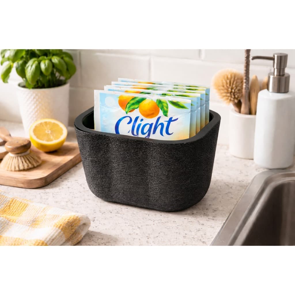 Porta Suco Em Pó Organizador De Sachês Cozinha Suporte Para Bucha de lavar Louça Minimalista e Elegante