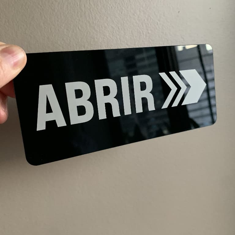 Placa Abrir em Acrílico Premium para Porta - Sinalização Comercial, Entrada, Recepção