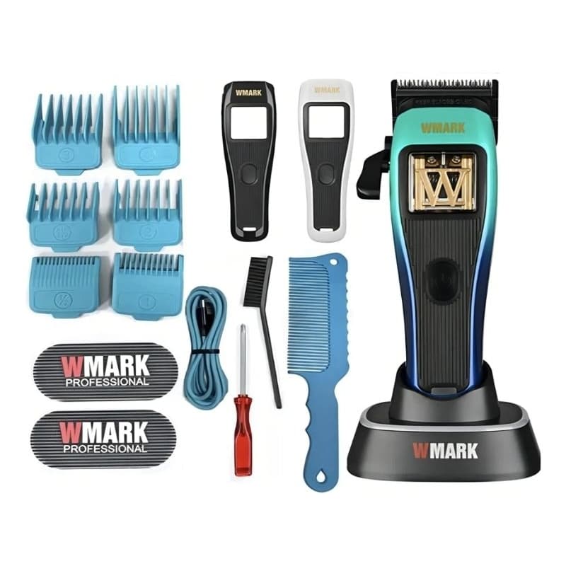 Máquina de Corte Wmark NG X1 Azul Profissional 10000RPM Sem Fio + Base Carregadora