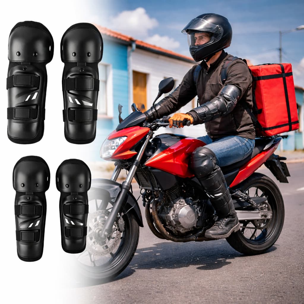 Kit Joelheiras Cotoveleiras proteção Equipamentos de Proteção Moto 4 Pçs Confortável
