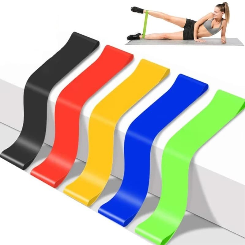 Kit 5 Faixas Elásticas de Resistência Mini Band - Treino, Yoga, Pilates, Fisioterapia e Crossfit